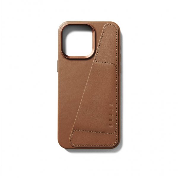Mujjo iPhone 15 Pro Max Cover i fuldnarvet læder med MagSafe i farven Dark Tan