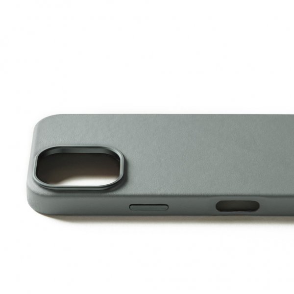 Mujjo iPhone 16 Pro Cover Full Leather Case Green Smoke