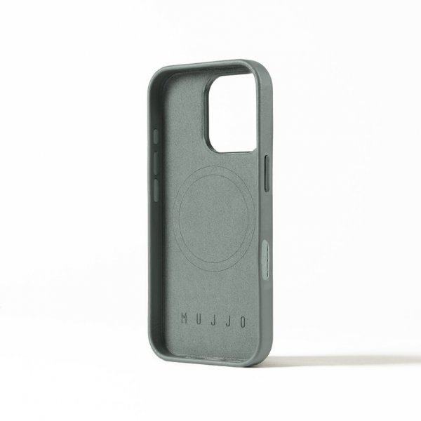 Mujjo iPhone 16 Pro Cover Full Leather Case Green Smoke