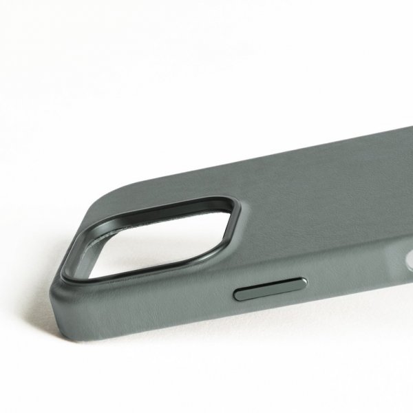 Mujjo iPhone 16 Pro Cover Full Leather Case Green Smoke