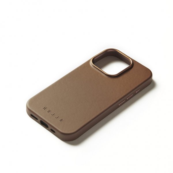 Mujjo iPhone 16 Pro Cover i Fuld Læder Dark Tan