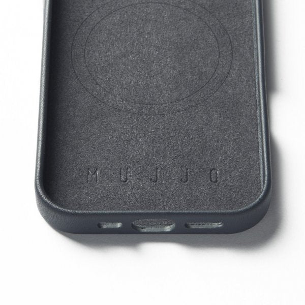 Mujjo iPhone 16 Pro Cover Læderetui Steel Blue