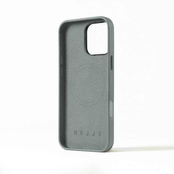 Mujjo iPhone 16 Pro Max Cover Full Leather Case Green Smoke