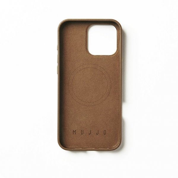 Mujjo iPhone 16 Pro Max Cover Full Leather Case Dark Tan