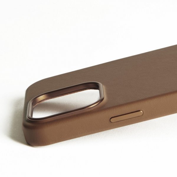 Mujjo iPhone 16 Pro Max Cover Full Leather Case Dark Tan