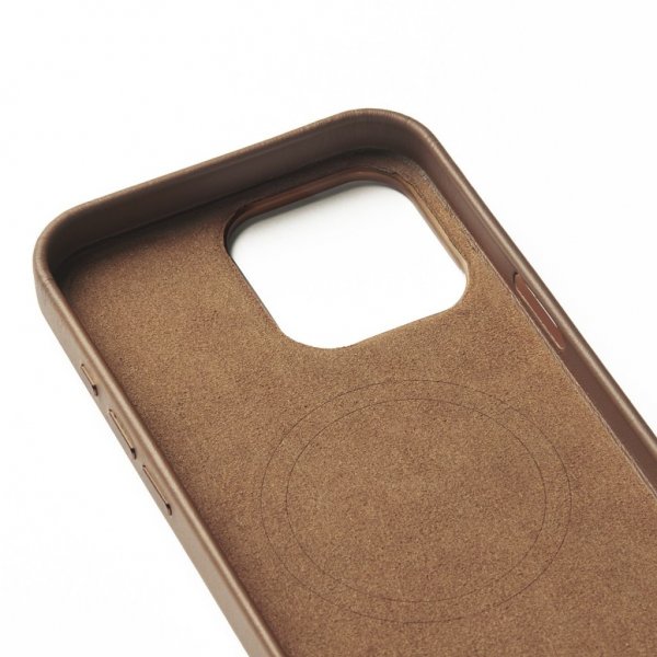 Mujjo iPhone 16 Pro Max Cover Full Leather Wallet Case Dark Tan
