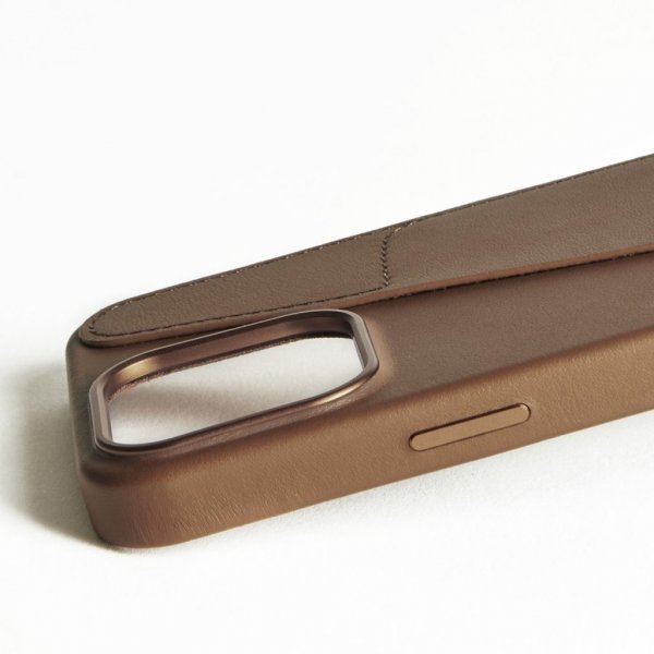 Mujjo iPhone 16 Pro Max Cover Full Leather Wallet Case Dark Tan