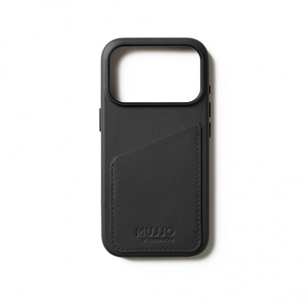Mujjo iPhone 17 Pro Cover Full Leather Wallet Case MagSafe Sort