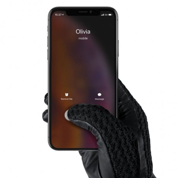 Mujjo Læder Hæklede Touchscreen Handsker Størrelse 8