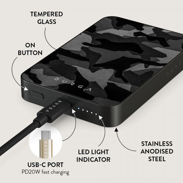 Burga Powerbank MagSafe 5000 mAh Night Black Camo Metalgrafit