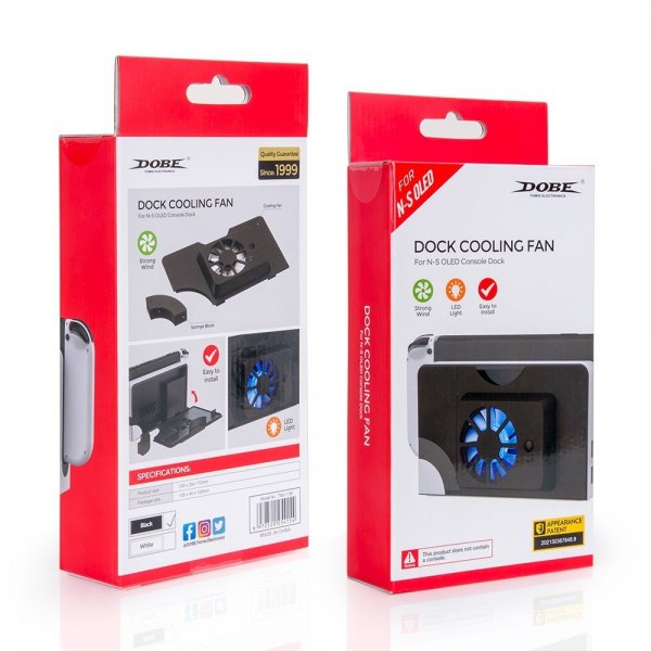 Dobe Nintendo Switch OLED Køleblæser Blåt Lys Sort