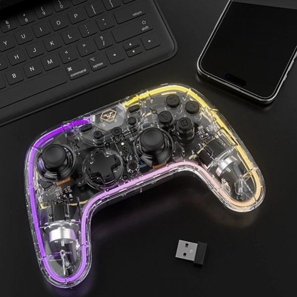 Aolion Nintendo Switch Spilcontroller Gennemsigtig RGB
