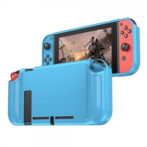 Nintendo Switch Skal Børstet Kulfibertekstur Blå