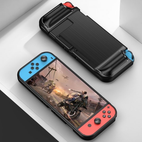 Nintendo Switch skal børstet kulfibertekstur sort