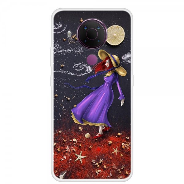 Nokia 5.4 Cover Motiv Pige med Lilla kjole