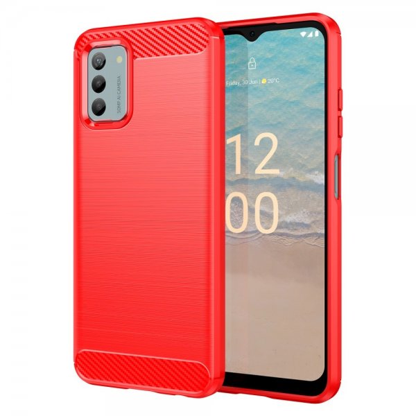 Nokia G22 Cover Børstet Kulfibertekstur Rød