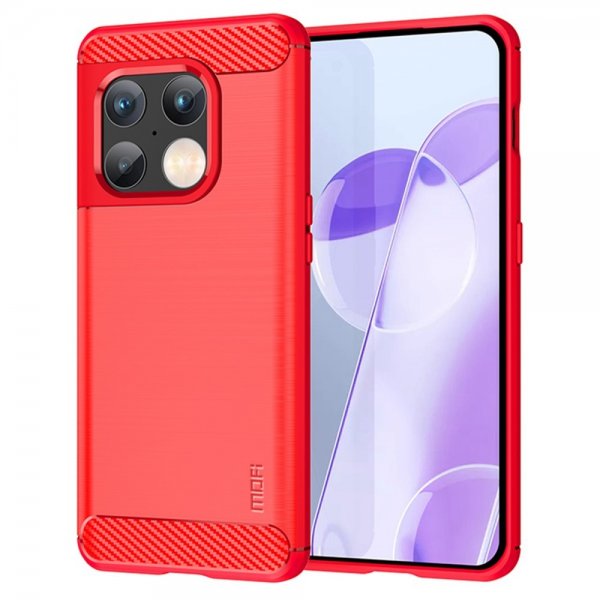 Mofi OnePlus 10 Pro Cover Børstet Kulfibertekstur Rød
