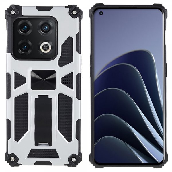 OnePlus 10 Pro Cover med Metalplade Standerfunktion Sølv