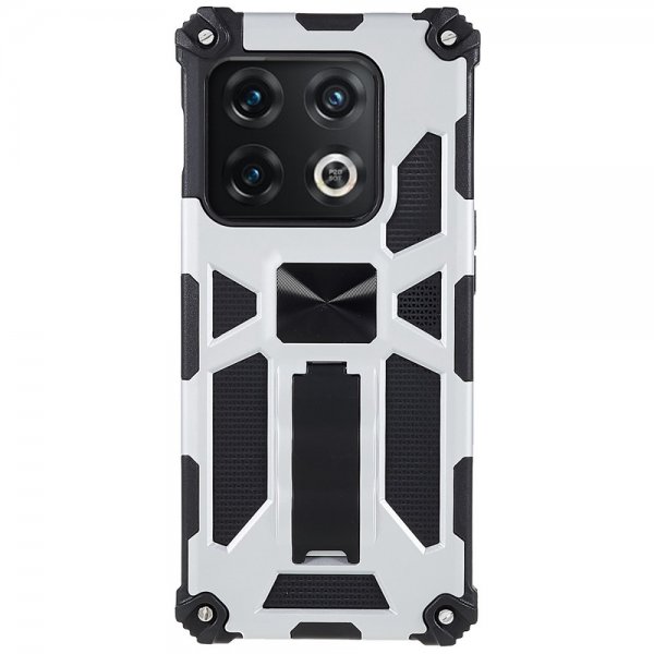 OnePlus 10 Pro Cover med Metalplade Standerfunktion Sølv