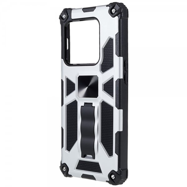 OnePlus 10 Pro Cover med Metalplade Standerfunktion Sølv
