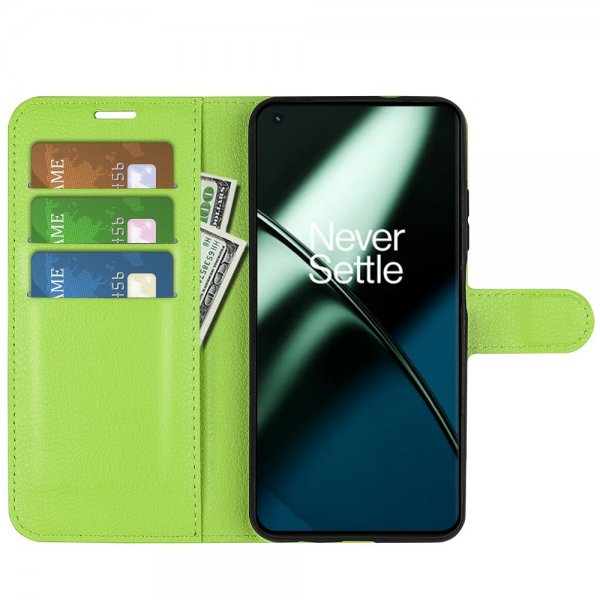 OnePlus 11 Etui Litchi Grøn