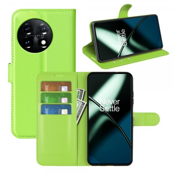 OnePlus 11 Etui Litchi Grøn