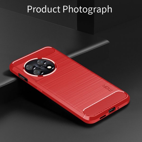 Mofi OnePlus 11 Cover Børstet Kulfibertekstur Rød