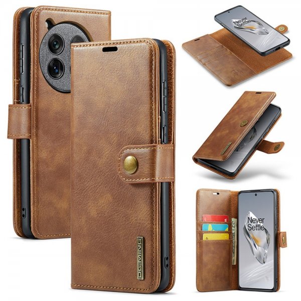 Dg.Ming OnePlus 12 Etui med Aftageligt Cover Brun
