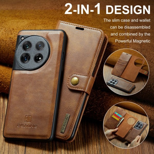 Dg.Ming OnePlus 12 Etui med Aftageligt Cover Brun