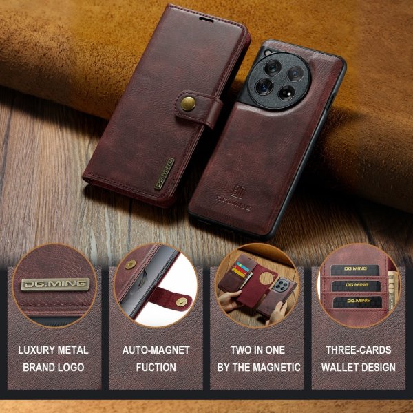 Dg.Ming OnePlus 12 Cover med Aftageligt Cover Rød