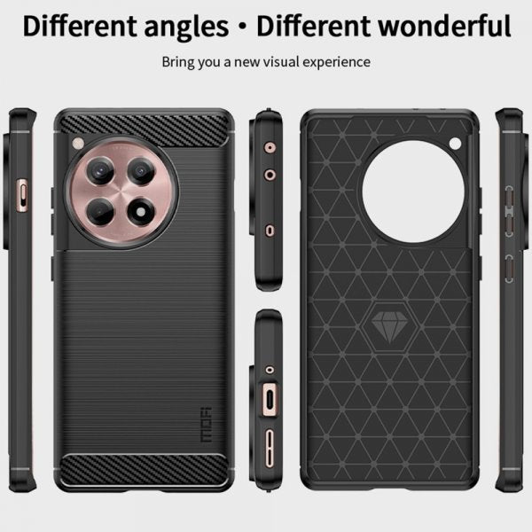 Mofi OnePlus 12R Cover Børstet Kulfibertekstur Blå