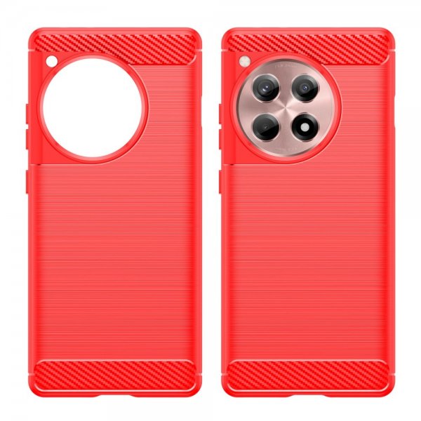 OnePlus 12R Cover Børstet Kulfibertekstur Rød