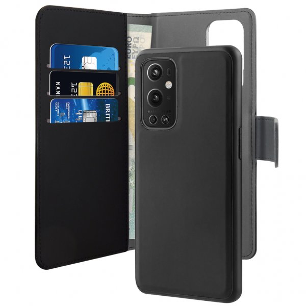 Puro OnePlus 9 Pro Cover Wallet Detachable 2 in 1 Aftageligt Cover Sort