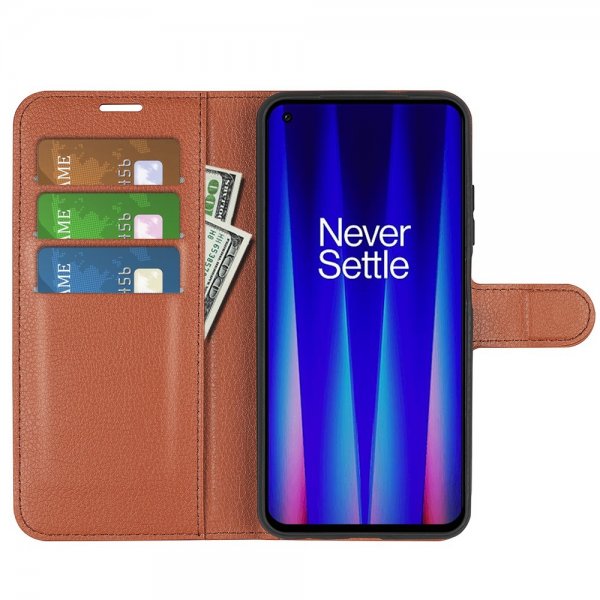 OnePlus Nord CE 2 5G Etui Litchi Brun