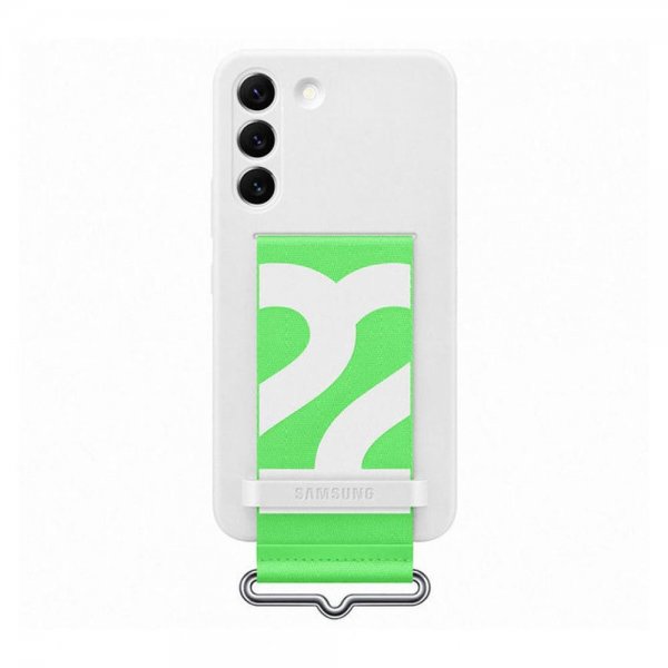 Samsung Original Galaxy S22 Plus Skal Silikone Cover med Rem Hvid