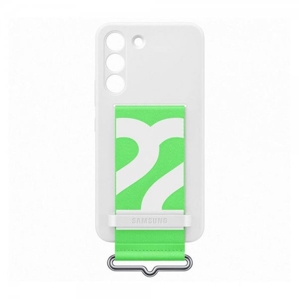 Samsung Original Galaxy S22 Plus Skal Silikone Cover med Rem Hvid