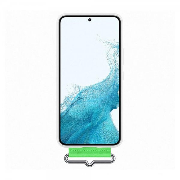 Samsung Original Galaxy S22 Plus Skal Silikone Cover med Rem Hvid