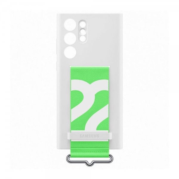 Samsung Original Galaxy S22 Ultra Cover Silikone Cover med Rem Hvid