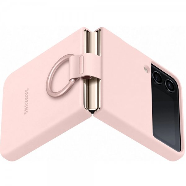 Samsung Original Galaxy Z Flip 4 Cover Silikone Cover med Ring Rosa