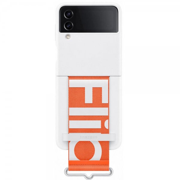 Samsung Original Galaxy Z Flip 4 Cover Silikone Cover med Rem Hvid