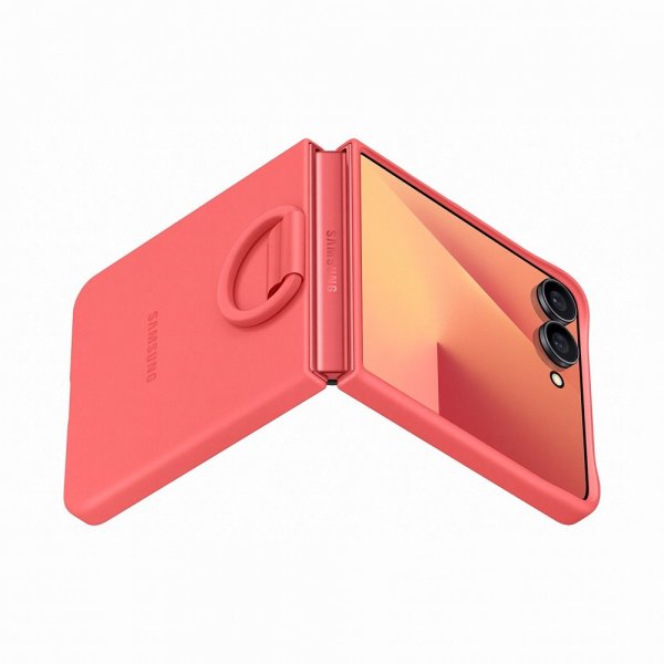 Samsung Original Galaxy Z Flip 7 Cover Ring Case Silikone Rød