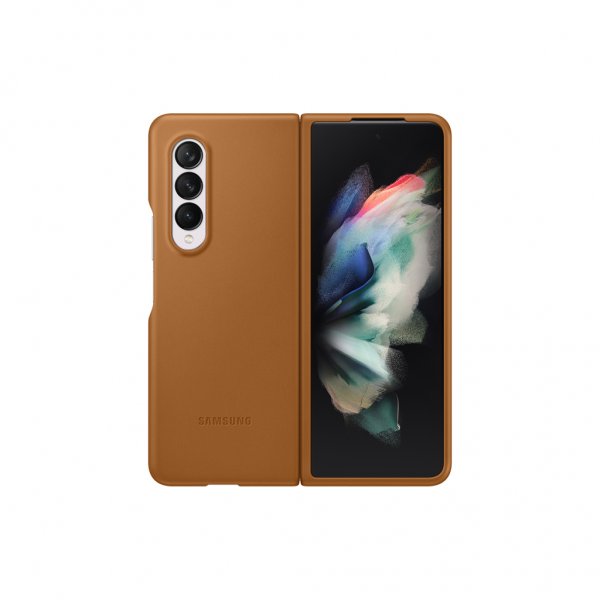 Samsung Original Galaxy Z Fold3 Cover Læder Cover Camel