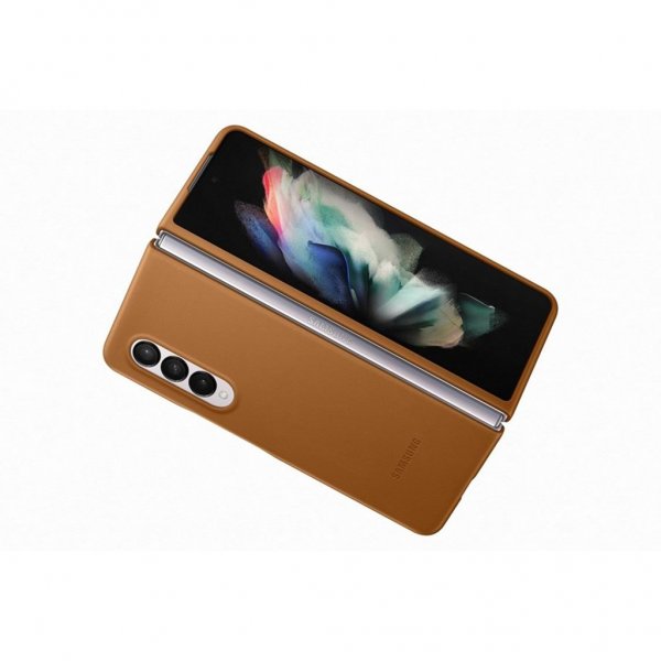 Samsung Original Galaxy Z Fold3 Cover Læder Cover Camel