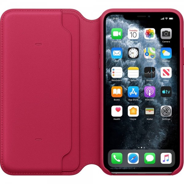 Apple Original iPhone 11 Pro Max Læder Folio Hindbær