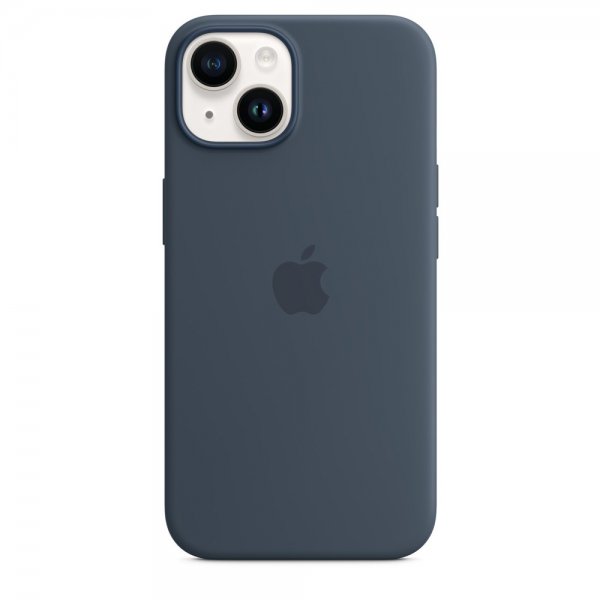 Apple Original iPhone 14 Plus Cover Silikone Etui MagSafe Stormblå