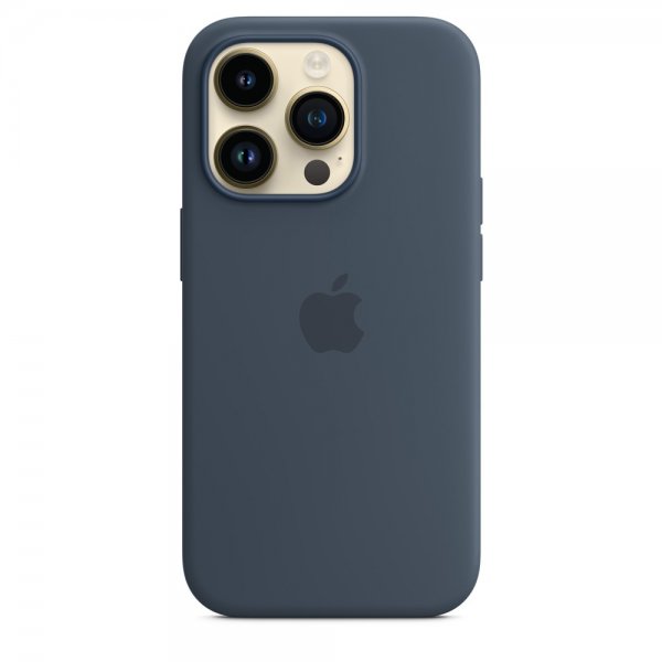Apple Original iPhone 14 Pro Max Cover Silicone Case MagSafe Storm Blue