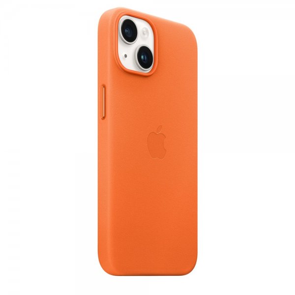 Apple Original iPhone 14 Skal Leather Case MagSafe Orange