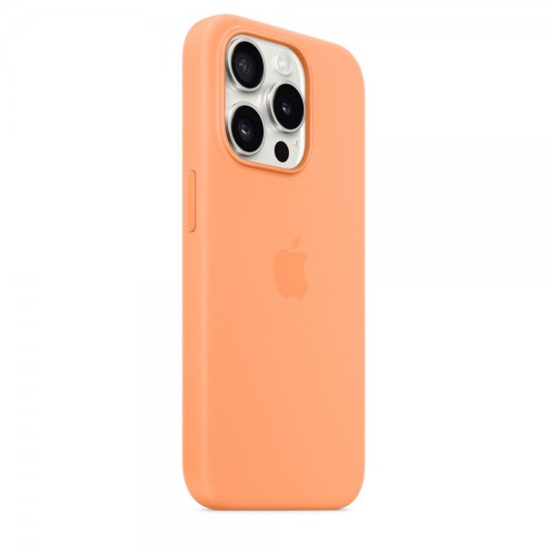 Apple Original iPhone 15 Pro Max Cover Silikone MagSafe Orange Sorbet