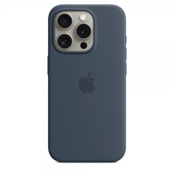 Apple Original iPhone 15 Pro Max Cover Silikone MagSafe Stormblå