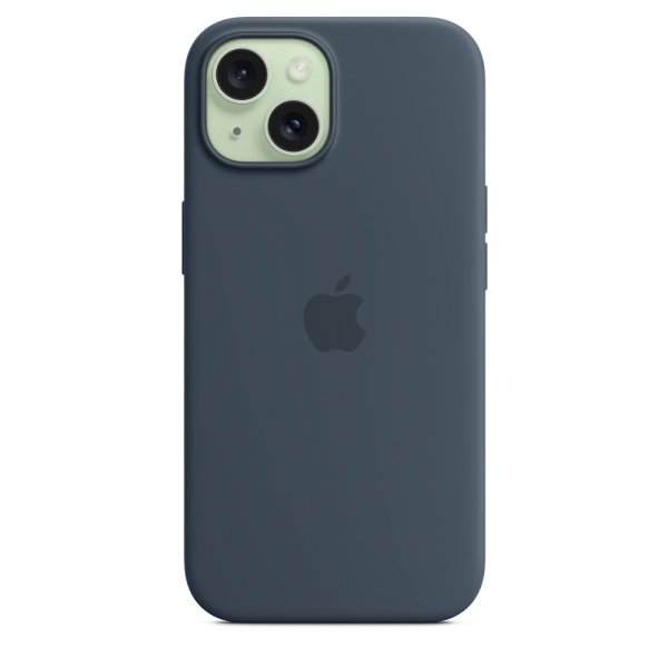 Apple Original iPhone 15 Cover Silikone MagSafe Stormblå